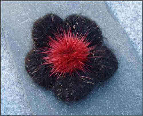 Filt blomst med mink